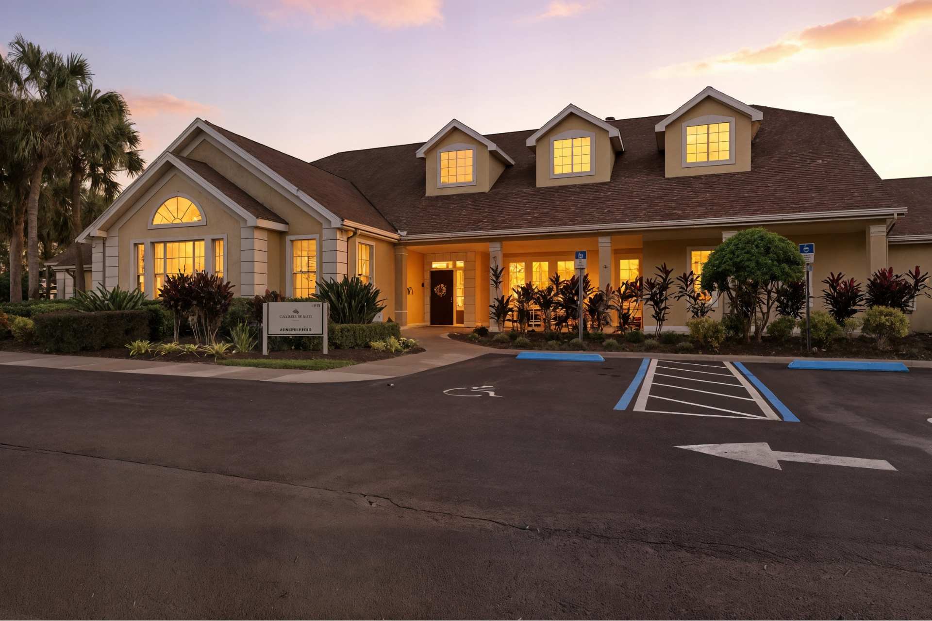 exterior entrance with covered seating and entryway